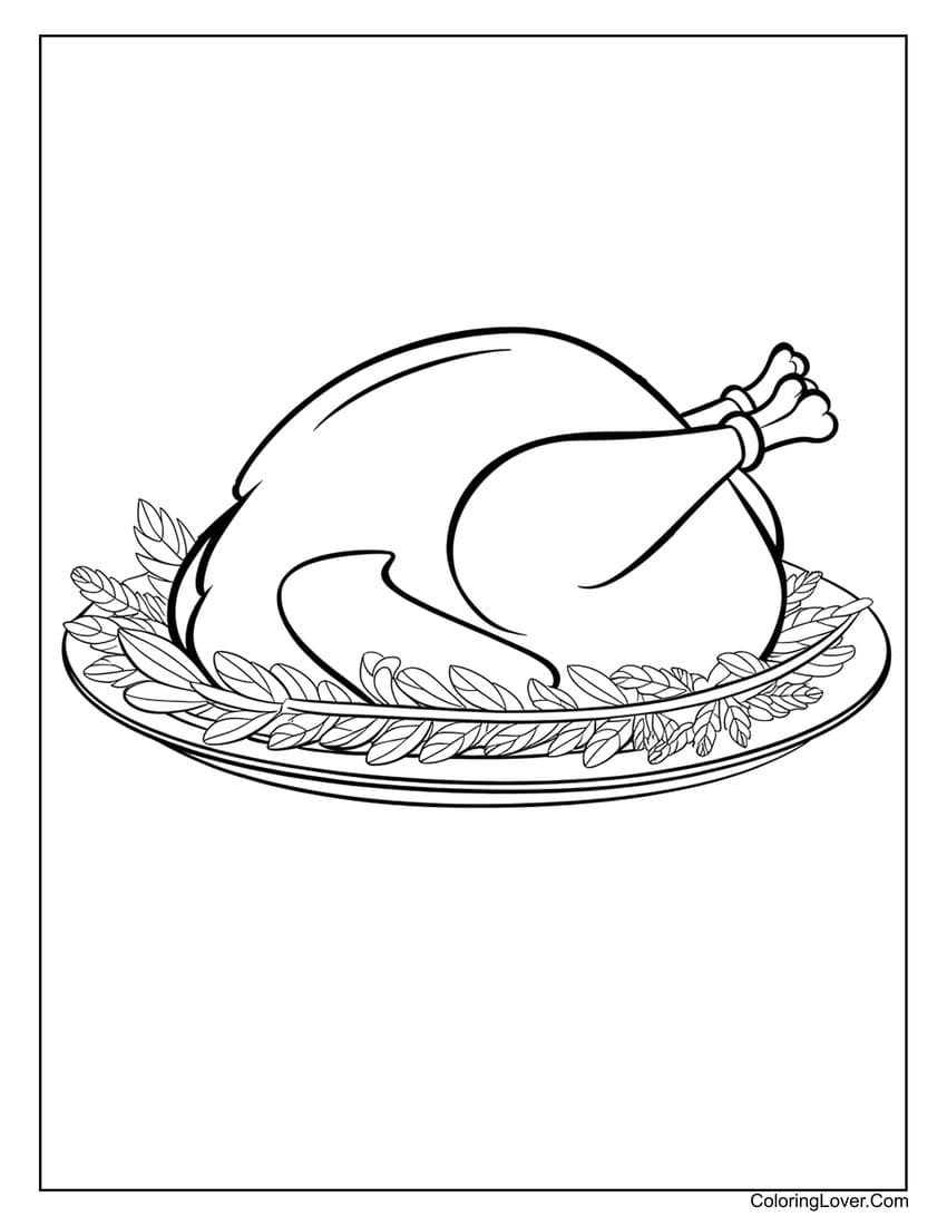 Thanksgiving roasted turkey coloring page