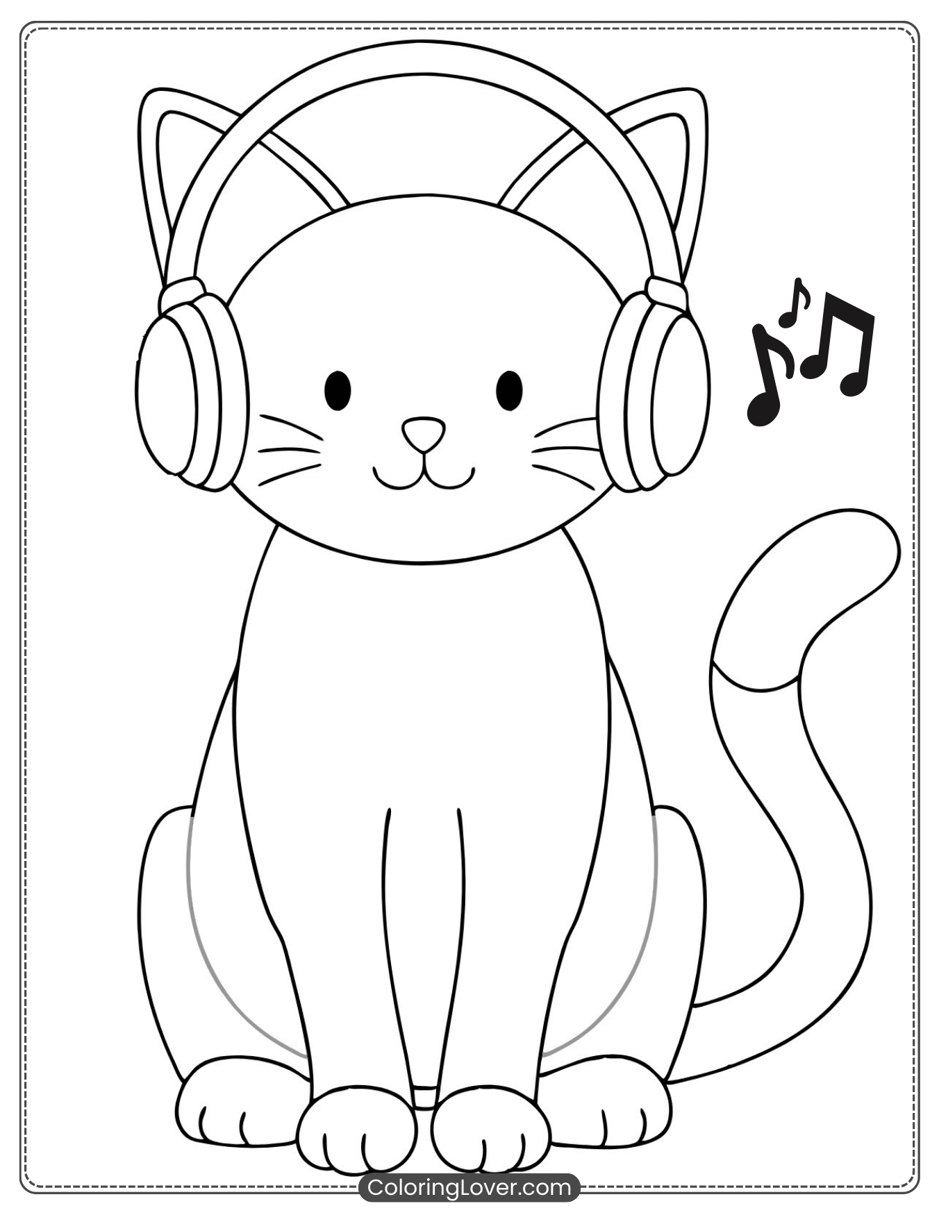 Kitten listening to music with headphones