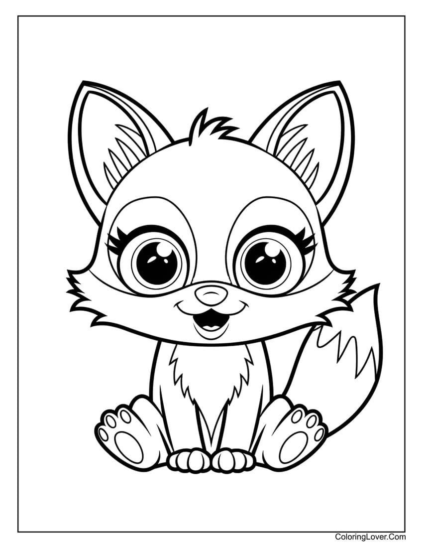 cute baby fox coloring page for kids