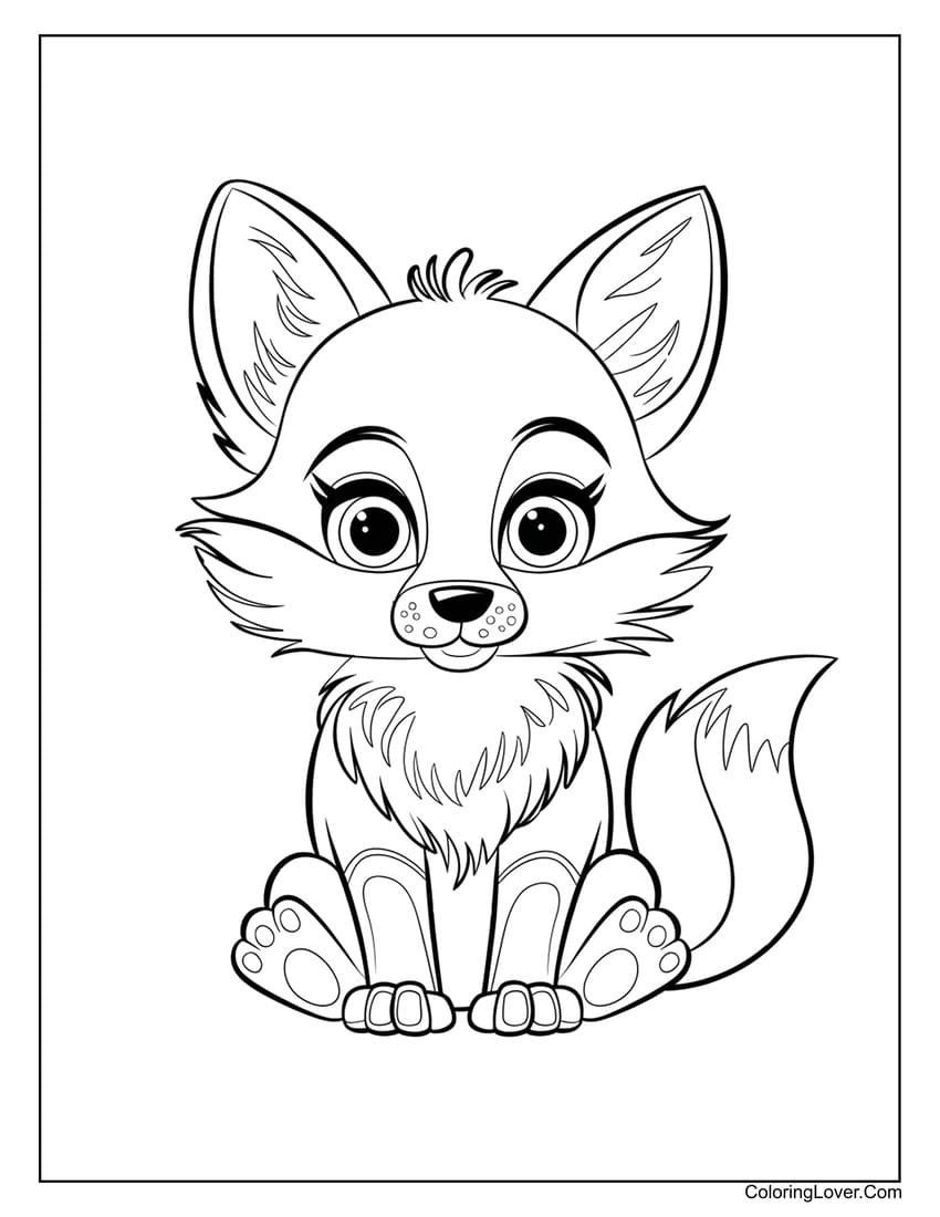 cute fox sitting coloring page