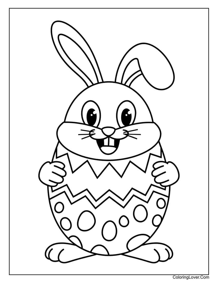 Easter bunny shaped like an egg coloring sheet for Easter fun
