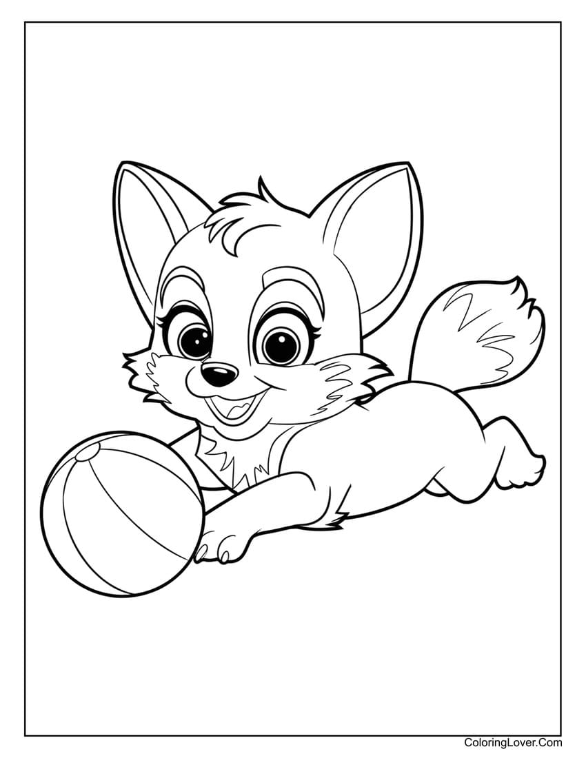 fox playing with ball coloring sheet for boys