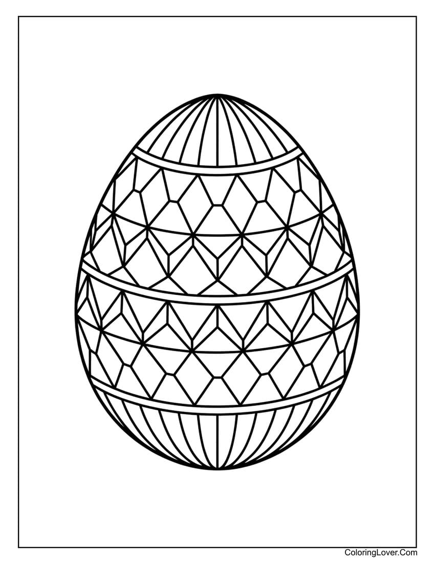 Geometric pattern Easter egg coloring page for adults
