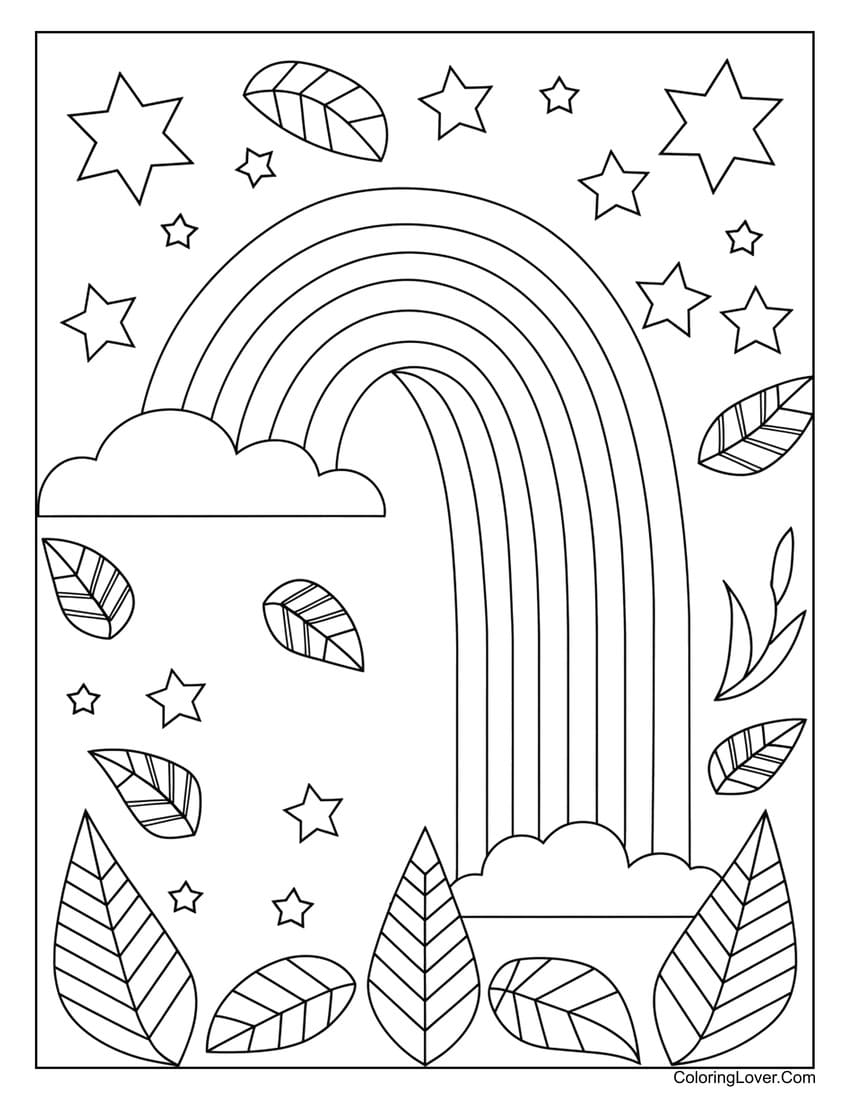 Gifts under rainbow coloring page