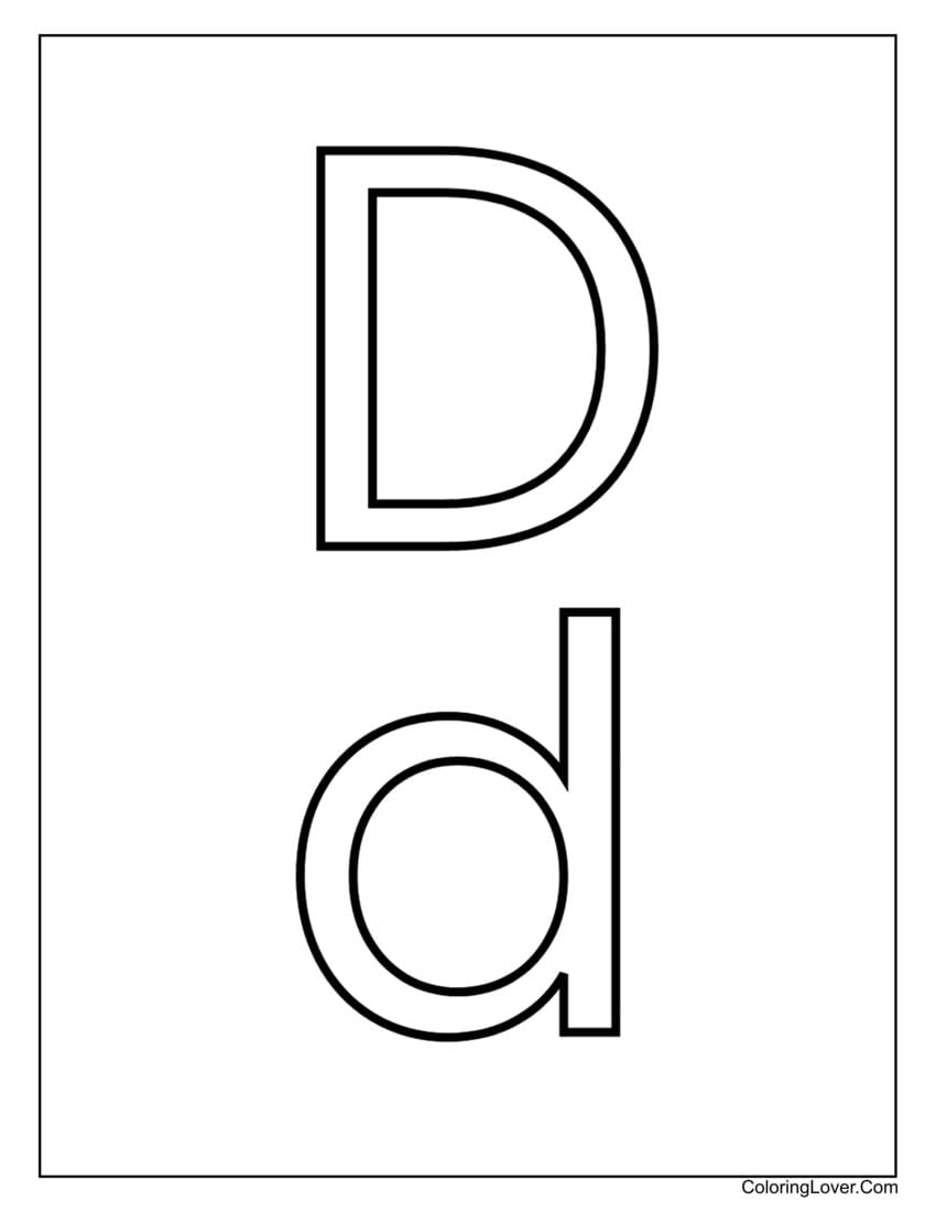 Letter "D" uppercase and lowercase coloring page