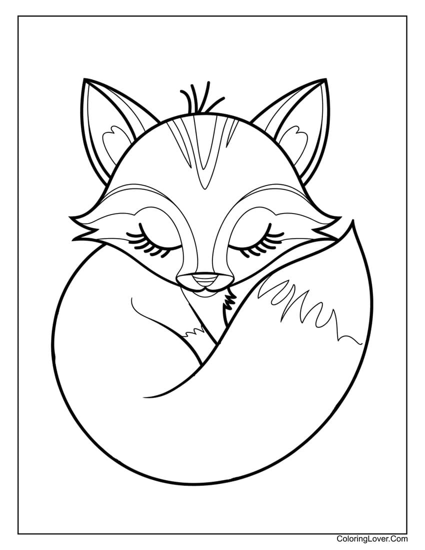 sleeping fox coloring sheet