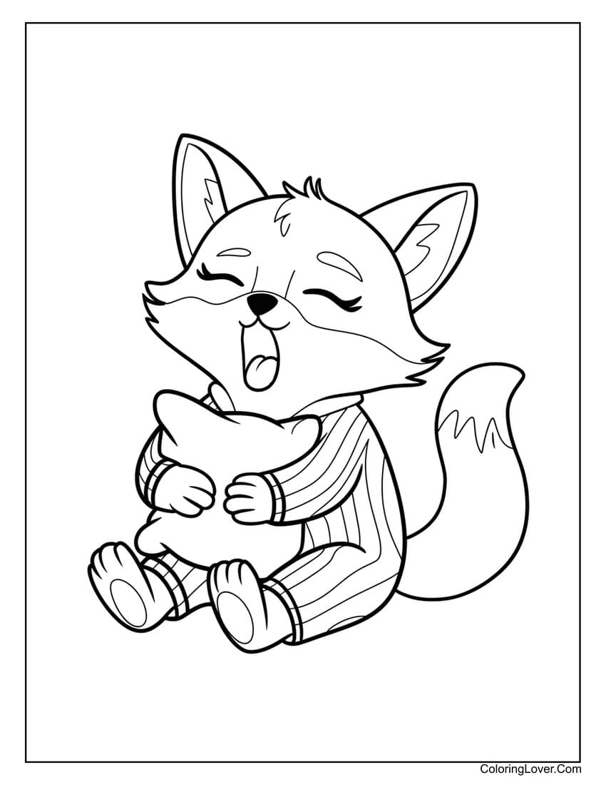 sleepy fox coloring page