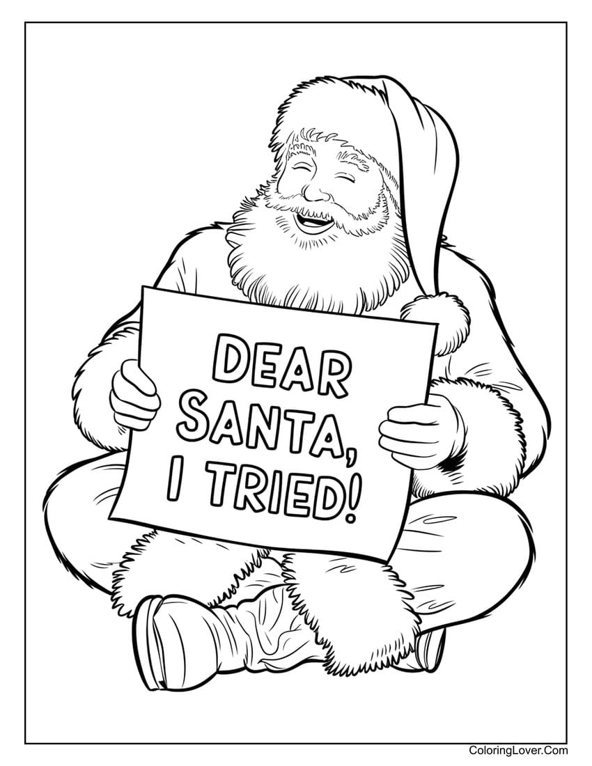 Dear Santa I Tried coloring page
