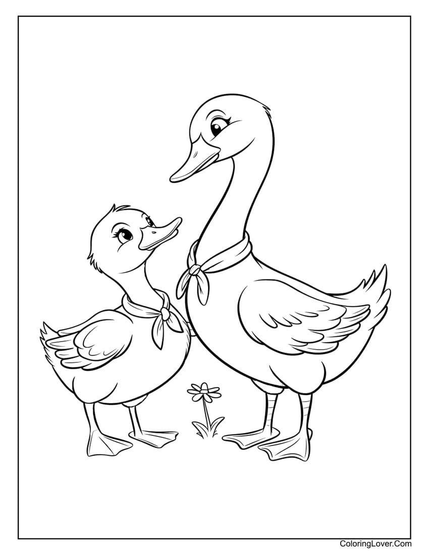 duck and goose bonding coloring page
