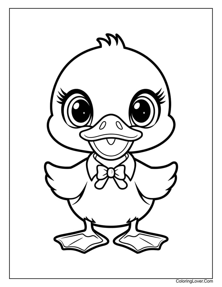 duckling with bow tie coloring page for kids
