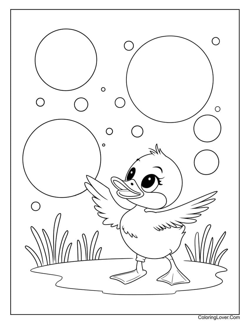 duckling with bubbles coloring page
