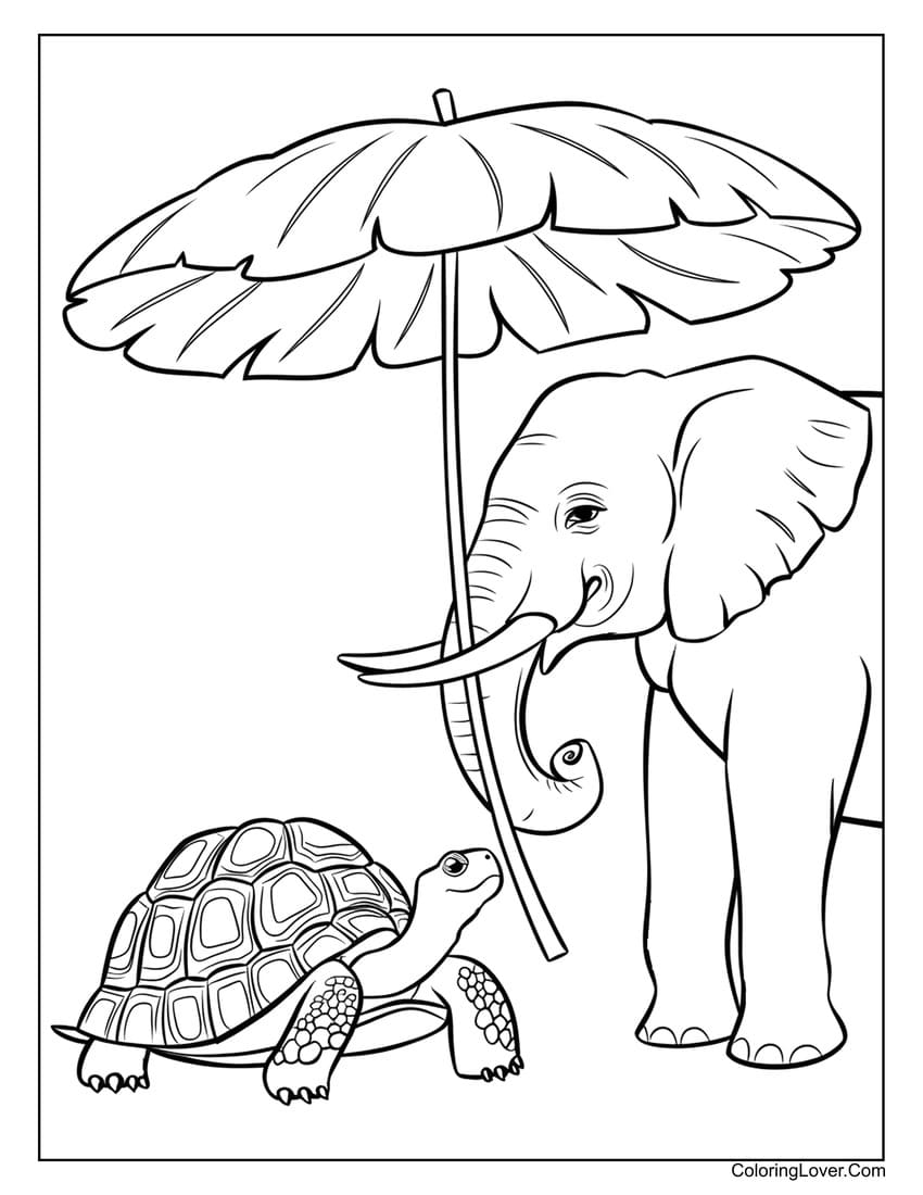 elephant and turtle coloring sheet
