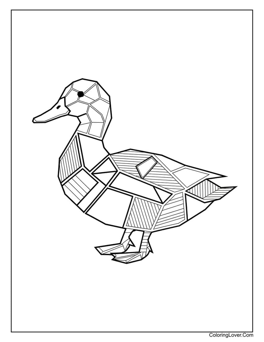 geometric duck coloring page for adults
