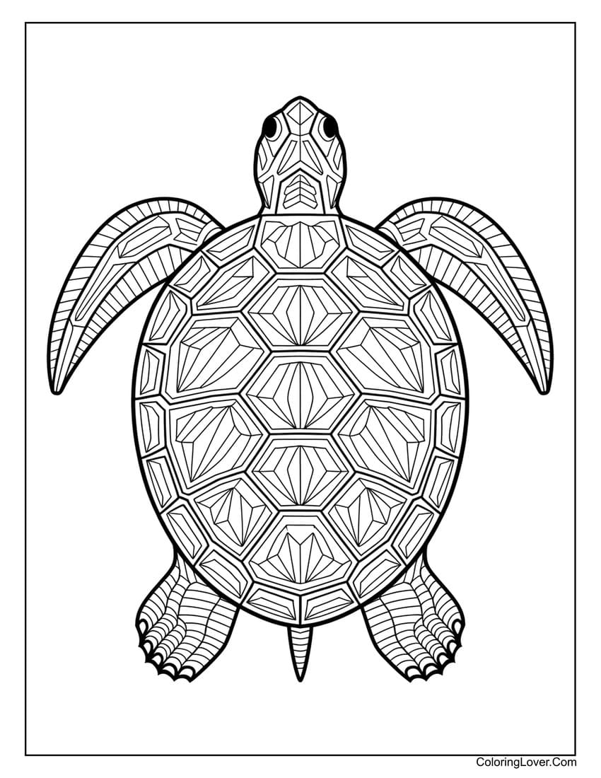 geometric turtle shell coloring sheet for adults
