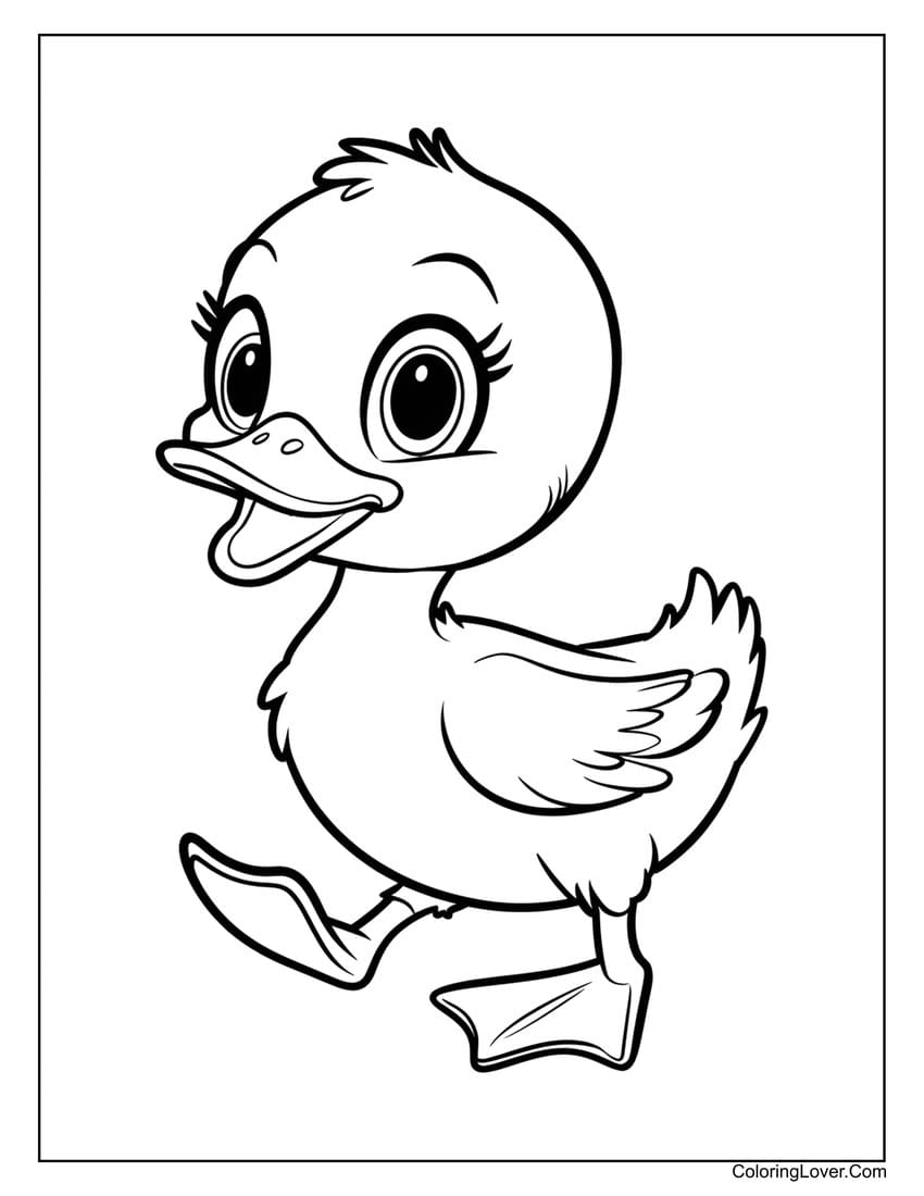 happy duckling walking coloring sheet
