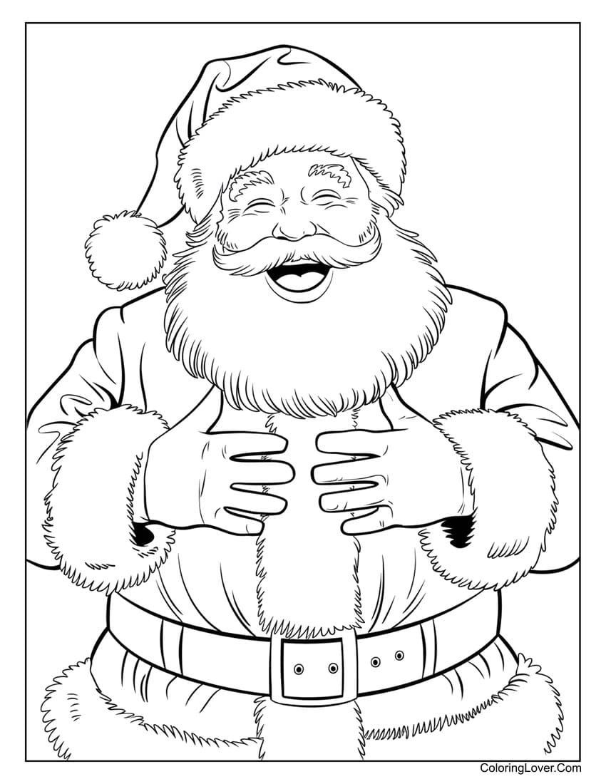 Happy Santa Claus easy coloring page for kids