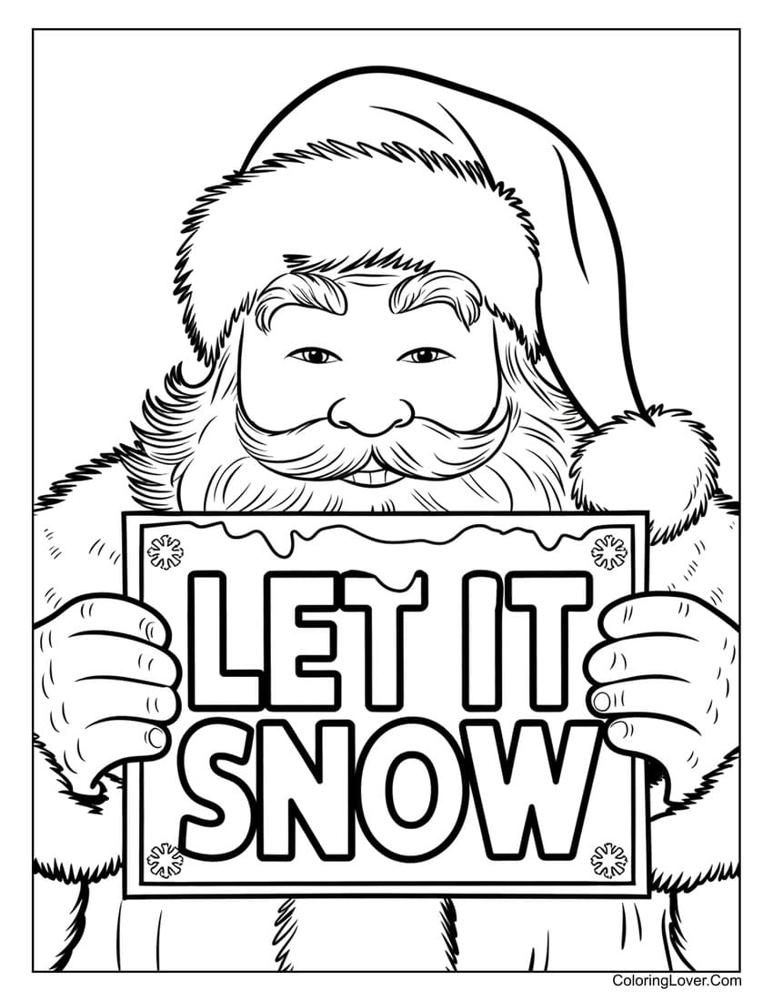 Let It Snow Santa coloring sheet
