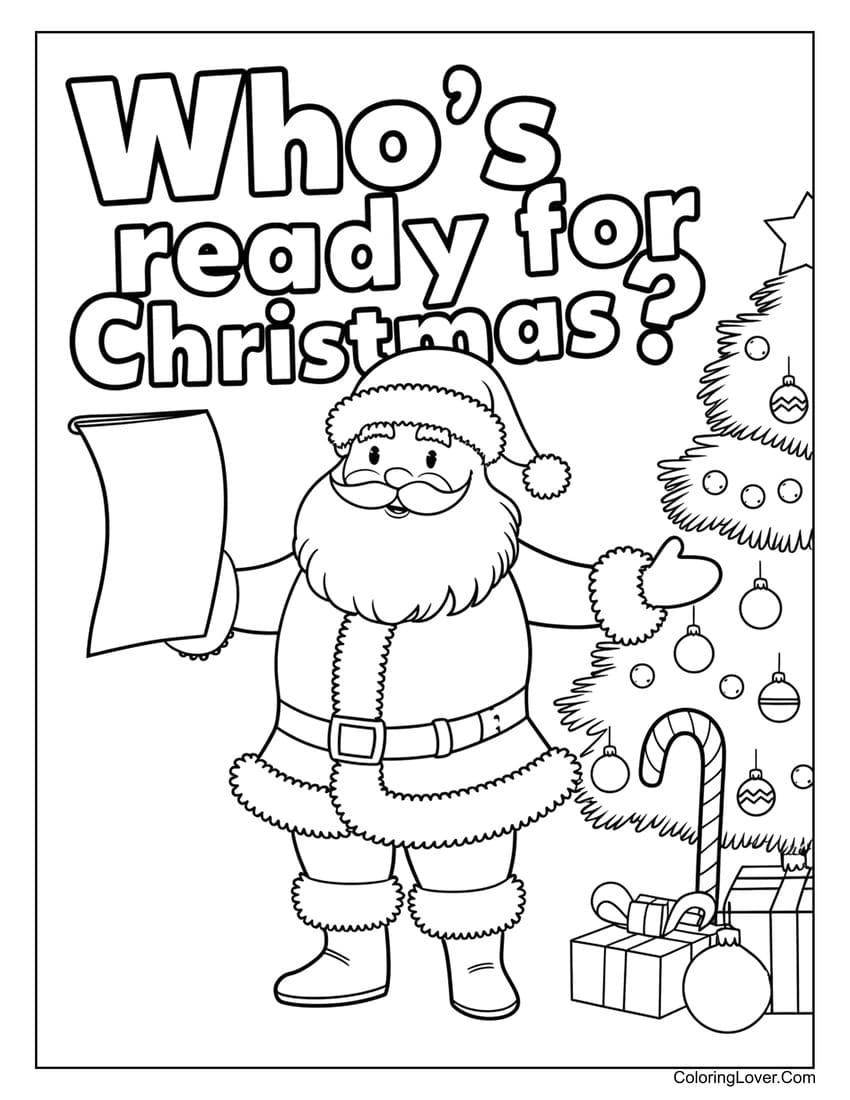 Santa Claus Christmas list coloring page