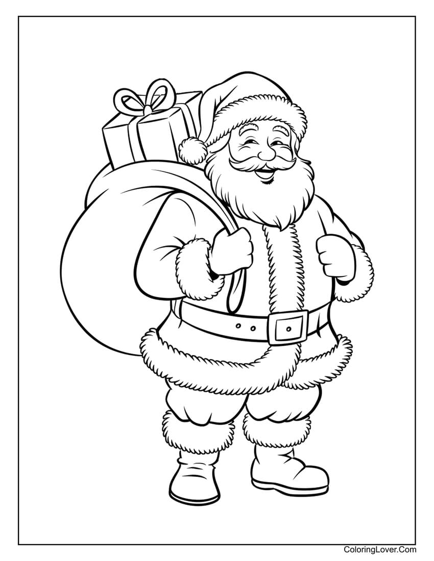 Santa Claus with gift sack coloring page