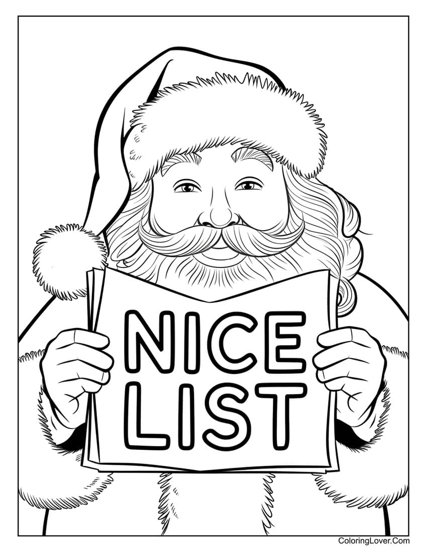 Santa Nice List coloring page
