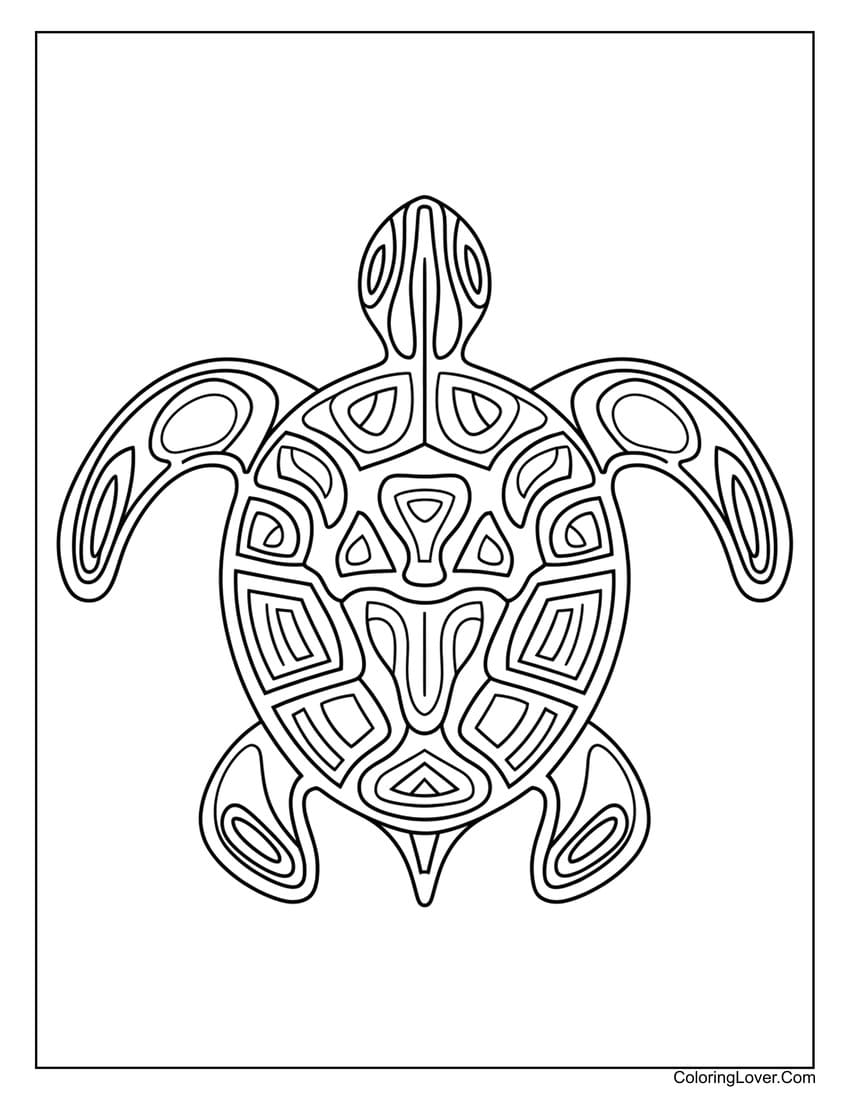 simple turtle mandala coloring page for adults
