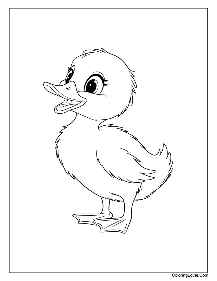 standing duck coloring page for kids
