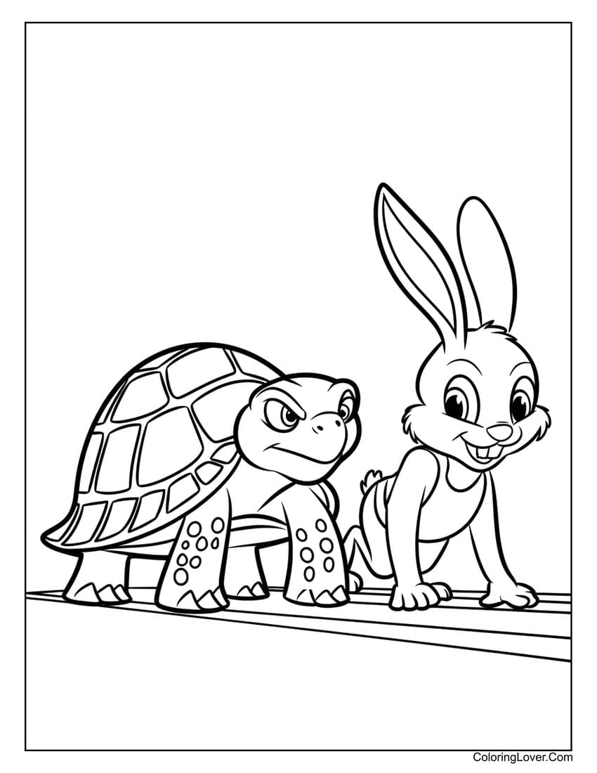 turtle and rabbit race coloring page