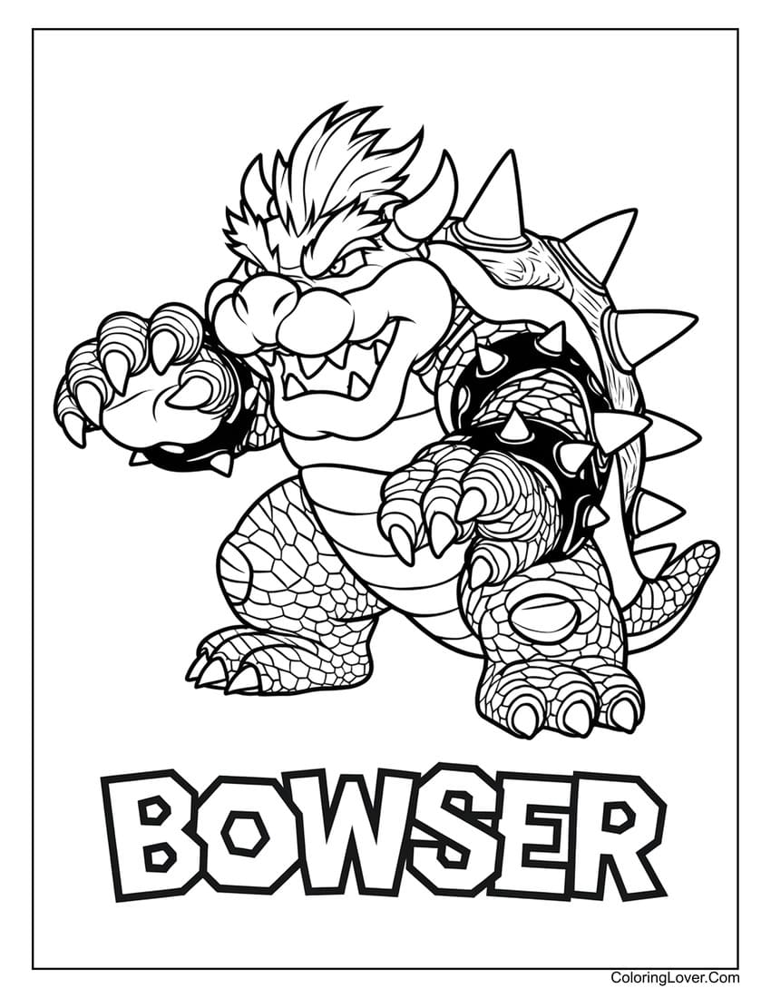 Bowser roaring coloring page