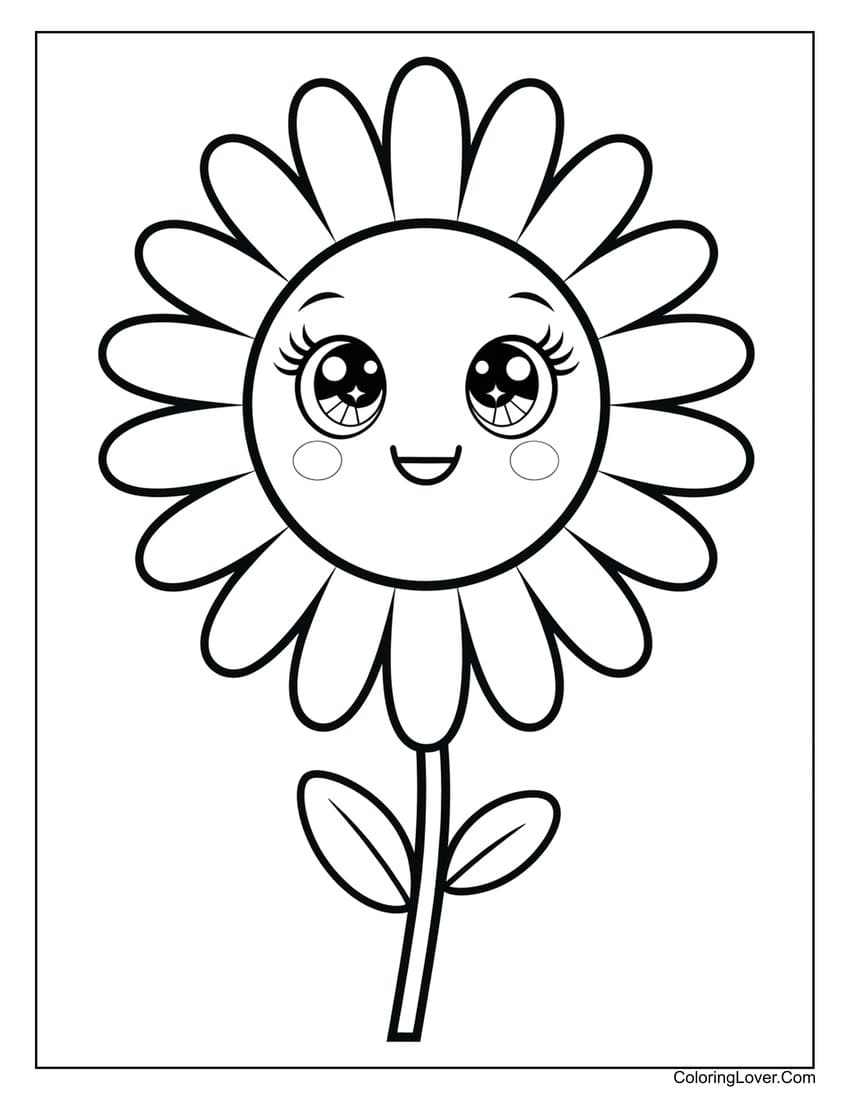 Cute daisy flower coloring page for kids fun