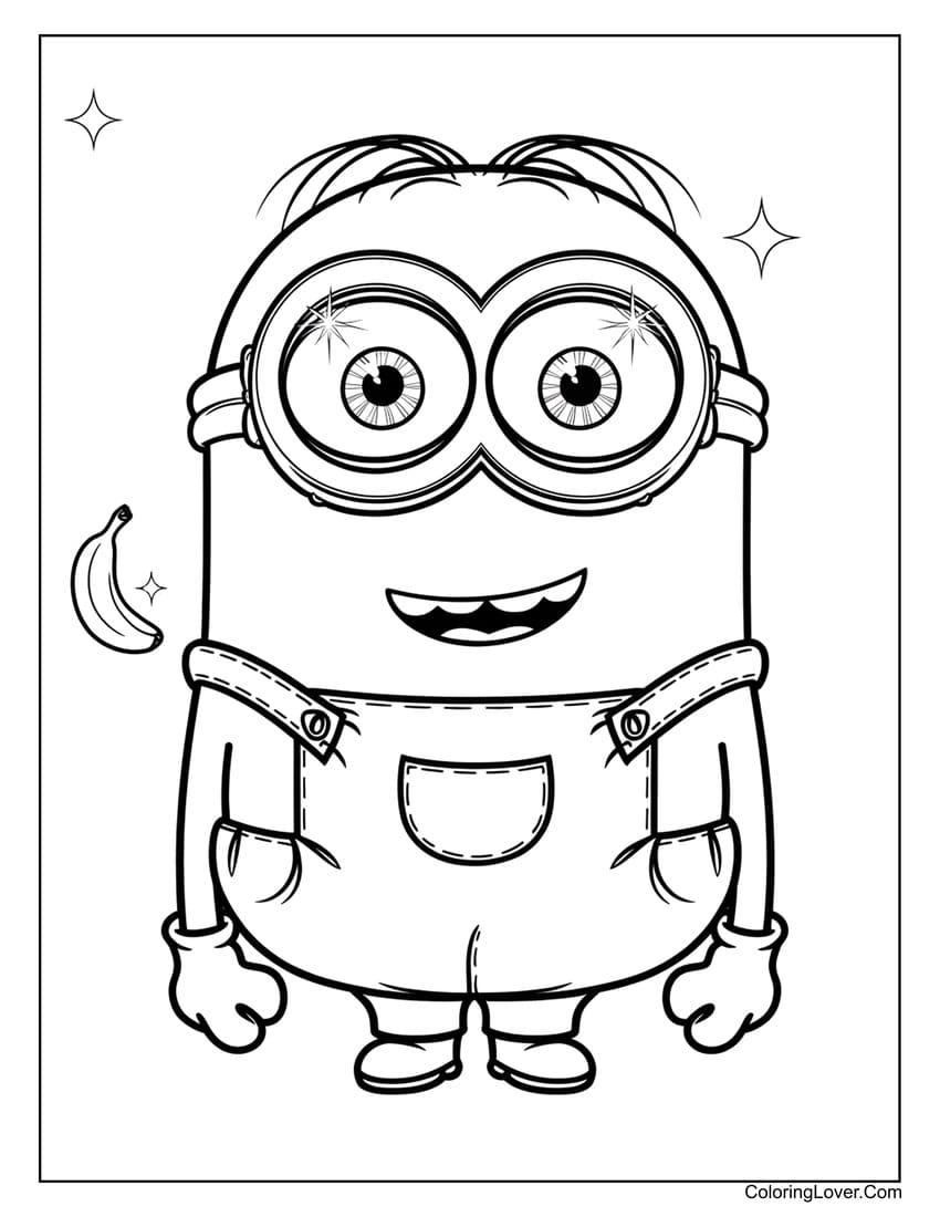 Cute Minion with banana coloring page