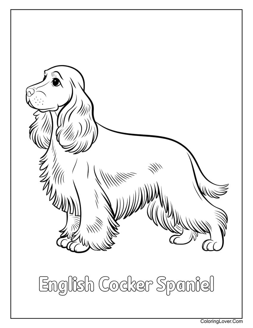 English Cocker Spaniel coloring page 