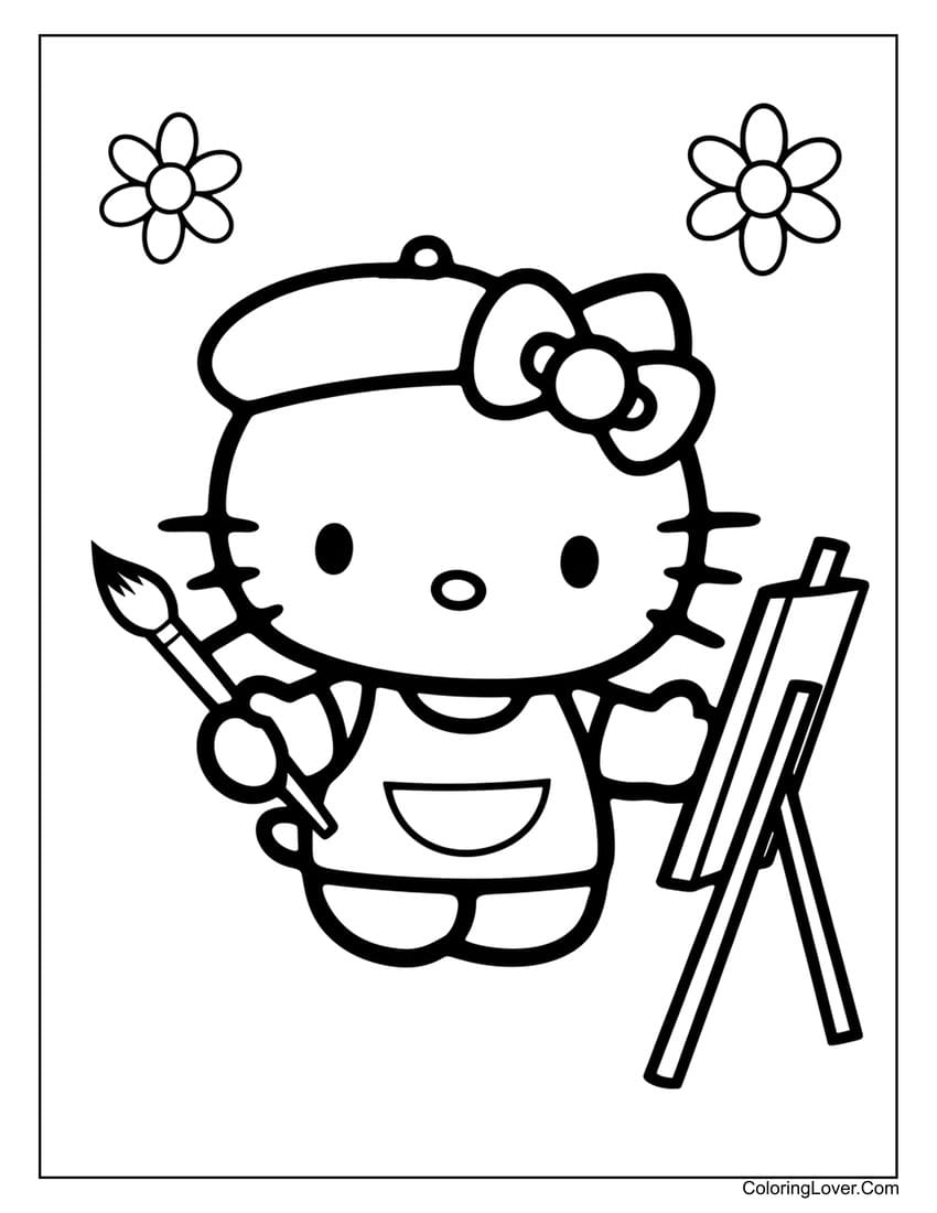 Hello Kitty painting art canvas coloring sheet