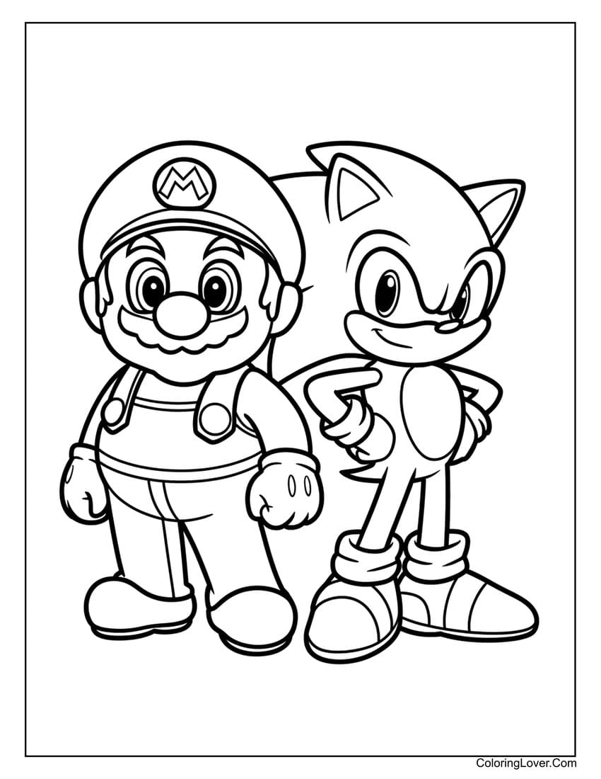 mario and sonic coloring page