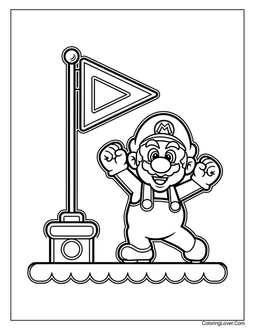 mario finish flag coloring sheet