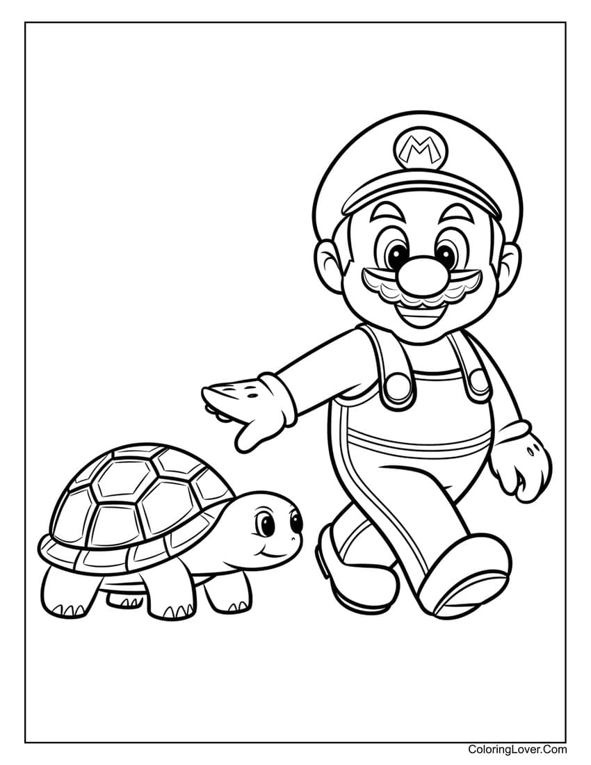 mario turtle adventure coloring sheet