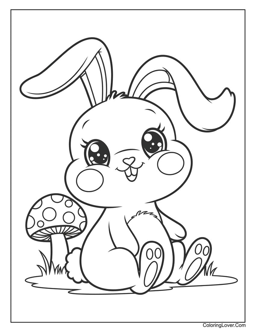 Playful cute bunny coloring page for kids