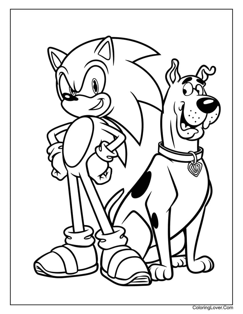 Scooby-Doo and Sonic fun coloring sheet