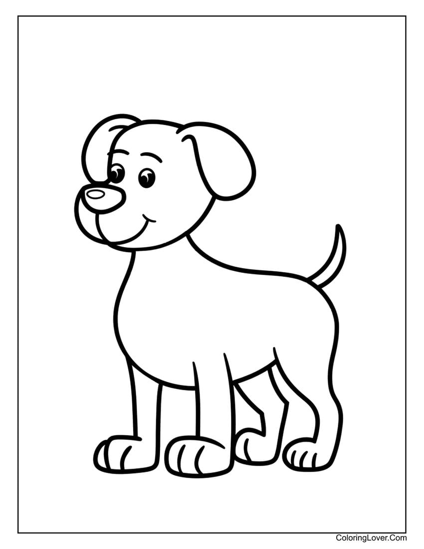 Simple Dog Coloring Page for Preschool