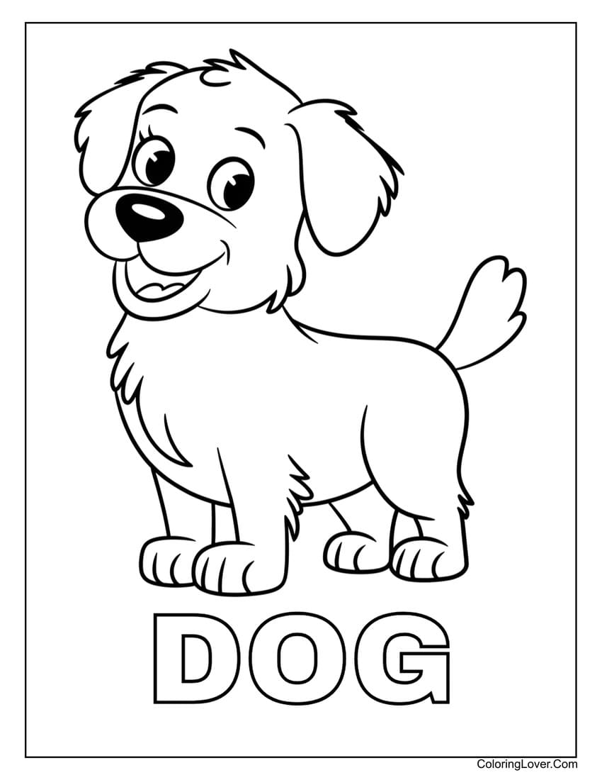 Smiling dog coloring page for kids