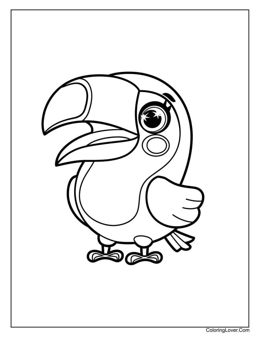 Smiling toucan bird cute coloring page