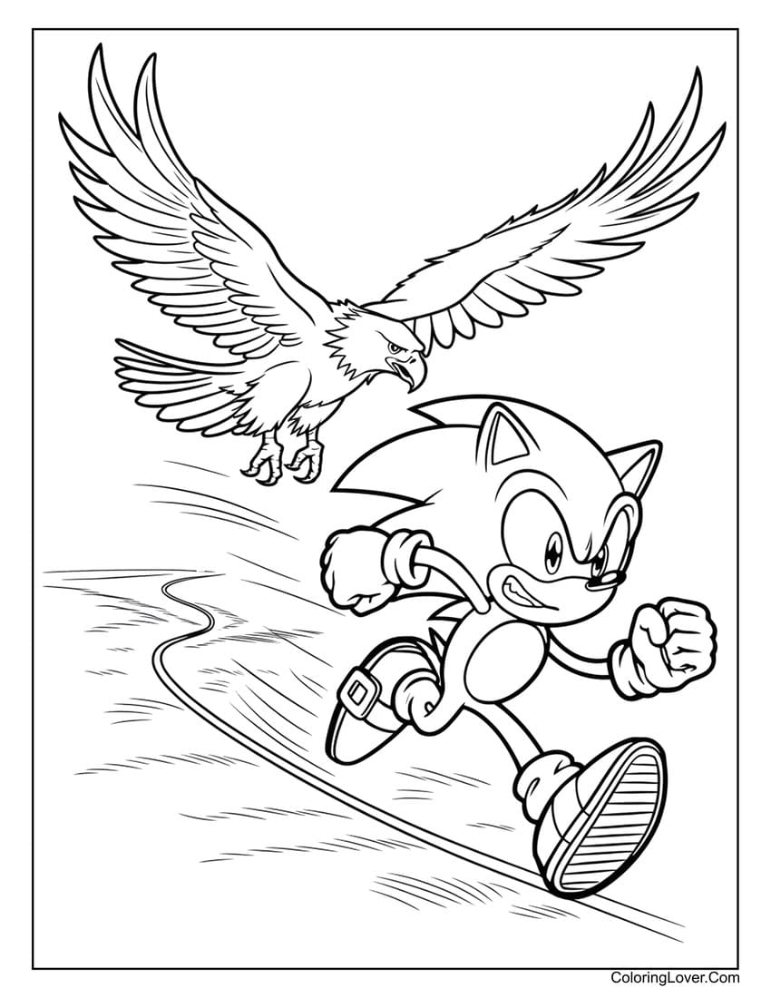 Sonic and eagle coloring page adventure