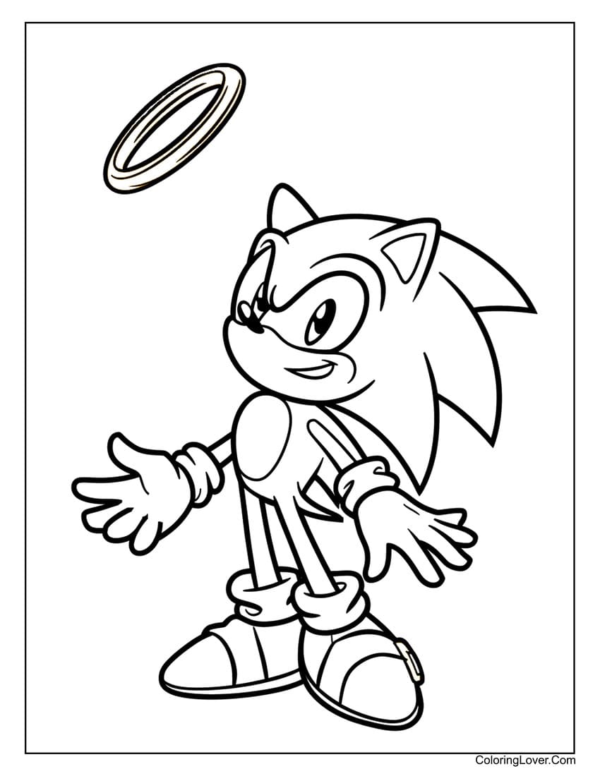 Sonic juggling a single ring coloring page