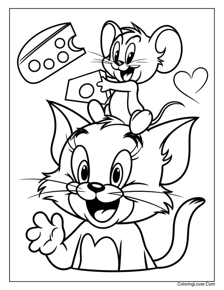 Tom and Jerry funny scene coloring page for kids