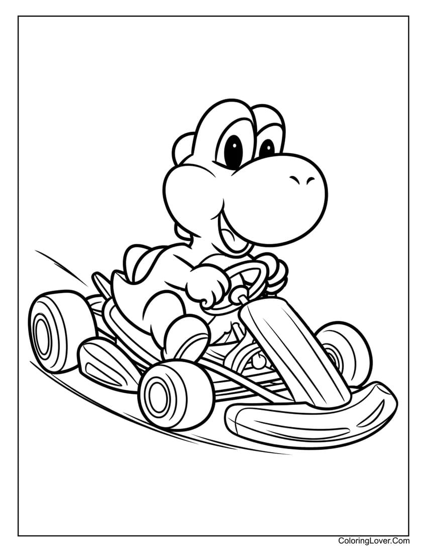 yoshi racing kart coloring sheet