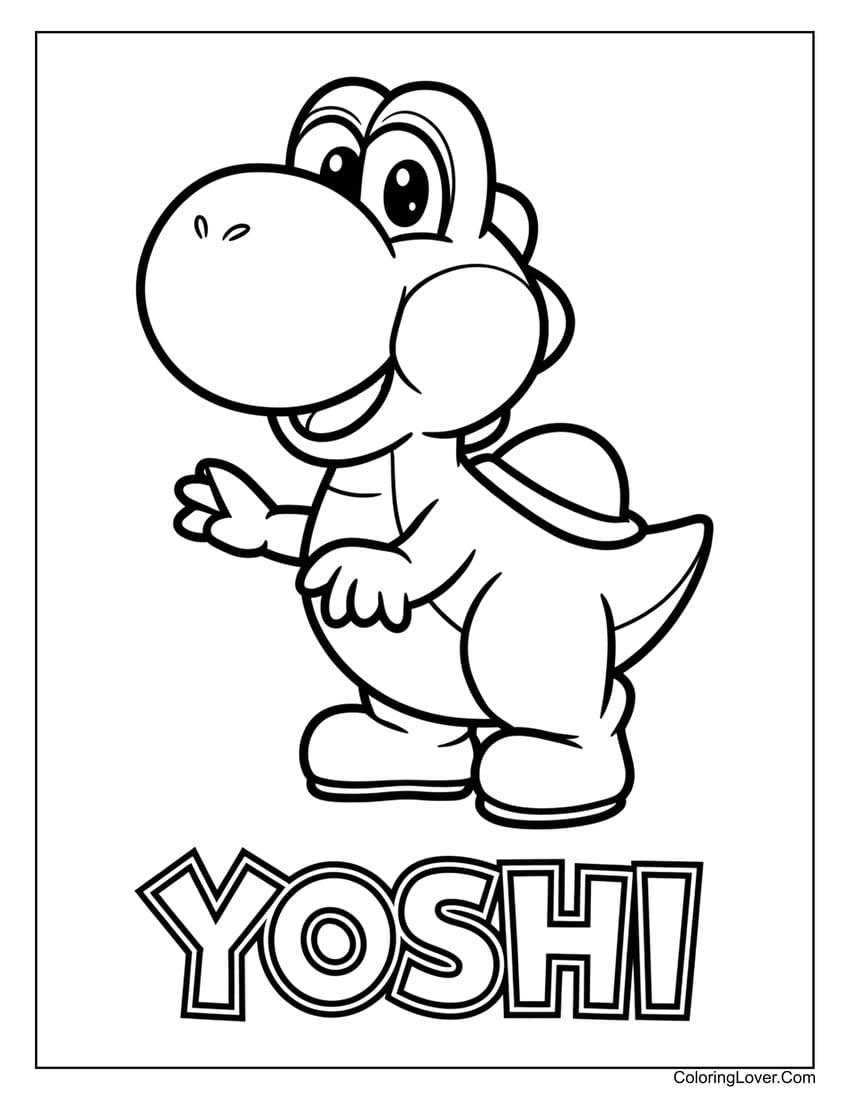 Yoshi smiling coloring page for kids