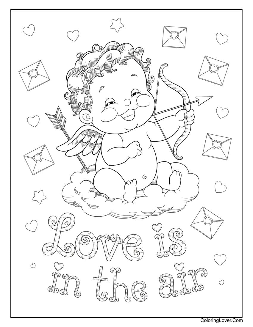 Baby cupid arrow Valentine’s Day coloring page