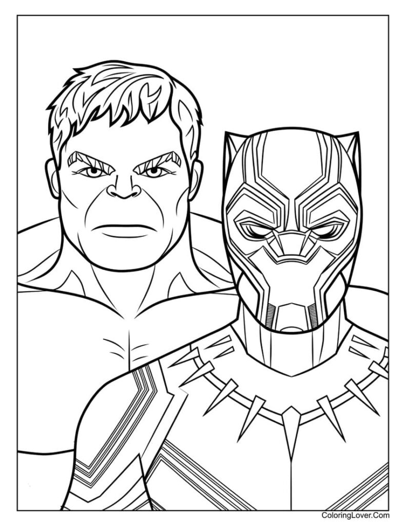 Hulk and Black Panther coloring page