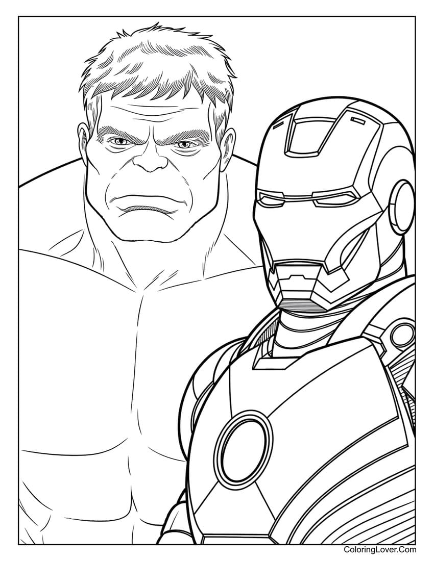 Hulk and Iron Man coloring page