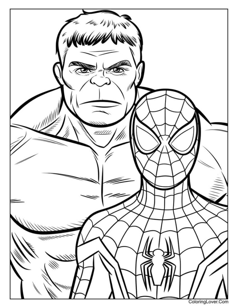 Hulk and Spider-Man coloring Page