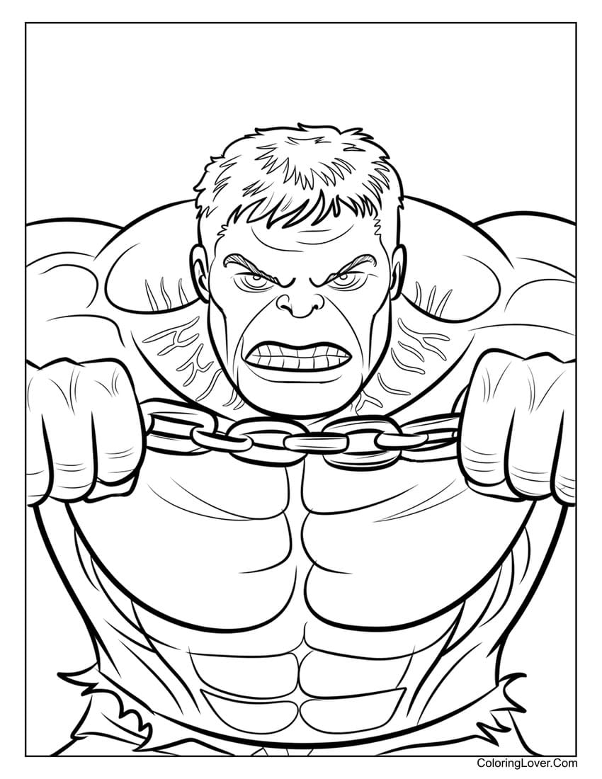 Hulk breaking chains coloring page printable